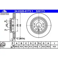 ATE 24.0320-0173.1 Power Disc Bremsscheiben 2 Stück OPEL