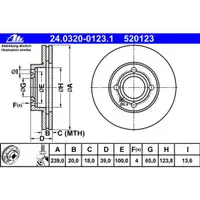 ATE 24.0320-0123.1 Power Disc Bremsscheiben 2 Stück SEAT