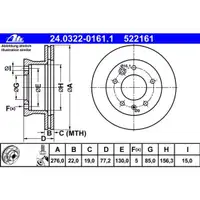 ATE 24.0322-0161.1 Power Disc Bremsscheiben 2 Stück für MERCEDES-BENZ
