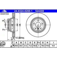 ATE 24.0324-0200.1 Power Disc Bremsscheiben 2 Stück BMW