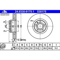 ATE 24.0330-0175.1 Power Disc Bremsscheiben 2 Stück AUDI
