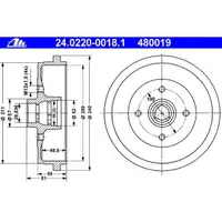 ATE 24.0220-0018.1 Bremstrommeln 2 Stück VW
