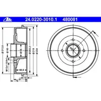ATE 24.0220-3010.1 Bremstrommeln 2 Stück RENAULT