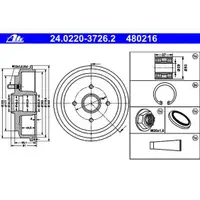 ATE 24.0220-3726.2 Bremstrommeln 2 Stück für FORD
