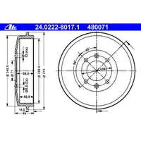 ATE 24.0222-8017.1 Bremstrommeln 2 Stück PEUGEOT
