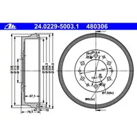 ATE 24.0229-5003.1 Bremstrommeln 2 Stück für TOYOTA