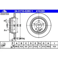 ATE 24.0110-0280.1 Bremsscheiben 2 Stück MERCEDES-BENZ