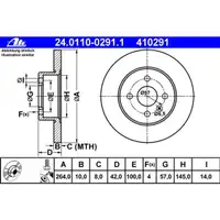 ATE Bremsenset Scheiben Ø264 4Loch voll Beläge hinten Opel Astra Combo Meriva