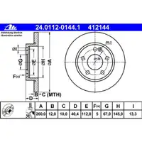 ATE 24.0112-0144.1 Bremsscheiben 2 Stück MERCEDES-BENZ