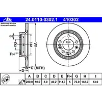 ATE 24.0110-0302.1 Bremsscheiben 2 Stück MAZDA
