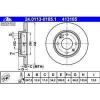 ATE 24.0113-0185.1 Bremsscheiben 2 Stück PEUGEOT
