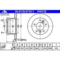 ATE 24.0116-0110.1 Bremsscheiben 2 Stück MERCEDES-BENZ