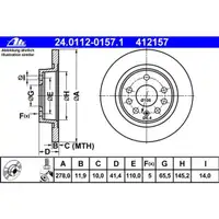 ATE 24.0112-0157.1 Bremsscheiben 2 Stück OPEL