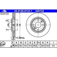 ATE 24.0120-0133.1 Bremsscheiben 2 Stück PEUGEOT