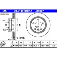 ATE 24.0119-0107.1 Bremsscheiben 2 Stück BMW