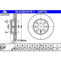 ATE 24.0120-0174.1 Bremsscheiben 2 Stück OPEL