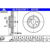ATE 24.0122-0197.1 Bremsscheiben 2 Stück FIAT