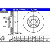 ATE 24.0125-0117.1 Bremsscheiben 2 Stück VOLVO