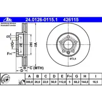 ATE 24.0126-0115.1 Bremsscheiben 2 Stück VW