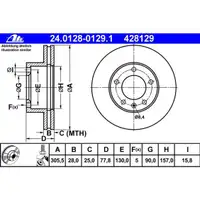 ATE 24.0128-0129.1 Bremsscheiben 2 Stück RENAULT