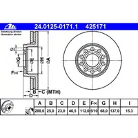 ATE 24.0125-0171.1 Bremsscheiben 2 Stück VW