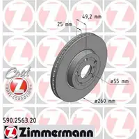 ZIMMERMANN 590.2563.20 Bremsscheiben 2 Stück TOYOTA