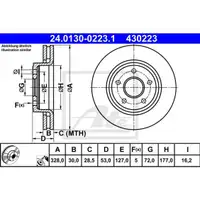 ATE 24.0130-0223.1 Bremsscheiben 2 Stück JEEP