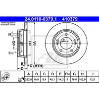 ATE 24.0110-0379.1 Bremsscheiben 2 Stück HYUNDAI