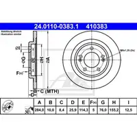 ATE 24.0110-0383.1 Bremsscheiben 2 Stück HYUNDAI