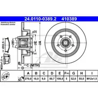 ATE 24.0110-0389.2 Bremsscheiben 2 Stück hinten RENAULT