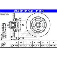 ATE 24.0111-0173.2 Bremsscheiben 2 Stück hinten RENAULT