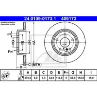 ATE 24.0109-0173.1 Bremsscheiben 2 Stück MERCEDES-BENZ