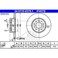 ATE 24.0110-0378.1 Bremsscheiben 2 Stück FIAT