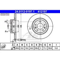 ATE 24.0112-0197.1 Bremsscheiben 2 Stück PEUGEOT