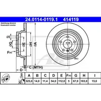ATE 24.0114-0119.1 Bremsscheiben 2 Stück MERCEDES-BENZ