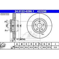 ATE 24.0122-0286.1 Bremsscheiben 2 Stück FIAT