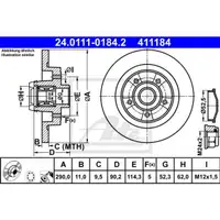 ATE 24.0111-0184.2 Bremsscheiben 2 Stück hinten für RENAULT