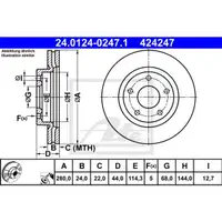 ATE 24.0124-0247.1 Bremsscheiben 2 Stück vorne NISSAN