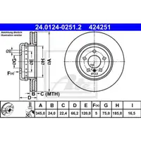 ATE 24.0124-0251.2 Bremsscheiben 2 Stück BMW