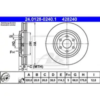 ATE 24.0128-0240.1 Bremsscheiben 2 Stück NISSAN