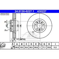 ATE 24.0130-0227.1 Bremsscheiben 2 Stück PEUGEOT