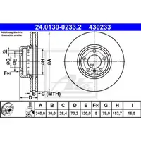 ATE 24.0130-0233.2 Bremsscheiben 2 Stück BMW