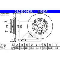 ATE 24.0130-0237.1 Bremsscheiben 2 Stück MERCEDES-BENZ