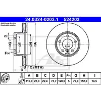 ATE 24.0324-0203.1 Power Disc Bremsscheiben 2 Stück für BMW