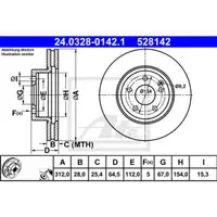 Original ATE 24.0328-0142.1 Power Disc Bremsscheiben 2 Stück für MERCEDES-BENZ