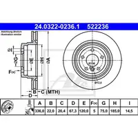 ATE 24.0322-0236.1 Bremsscheiben 2 Stück für BMW