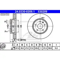 ATE 24.0330-0209.1 Power Disc Bremsscheiben 2 Stück OPEL