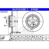 Original ATE 24.0110-0391.1 Bremsscheiben 2 Stück hinten für MERCEDES-BENZ