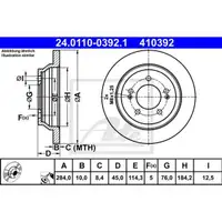 ATE 24.0110-0392.1 Bremsscheiben 2 Stück hinten KIA