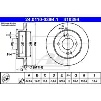 ATE 24.0110-0394.1 Bremsscheiben 2 Stück hinten für HYUNDAI